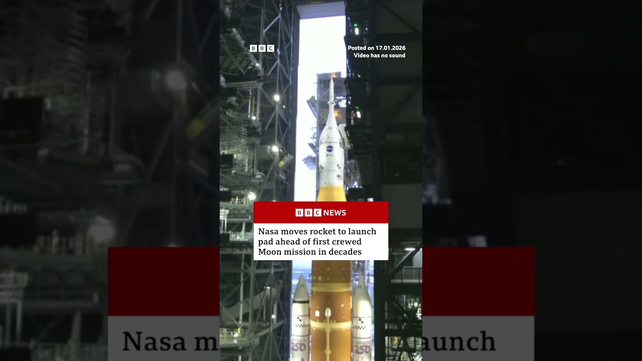 NASA moves rocket to launch pad ahead of crewed mission to the Moon. #Space #BBCNews