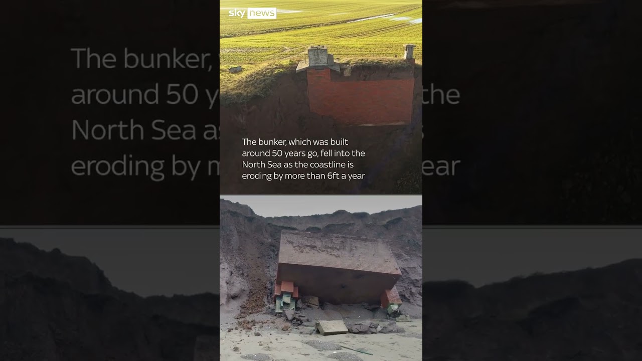 Nuclear bunker falls off Yorkshire cliff
