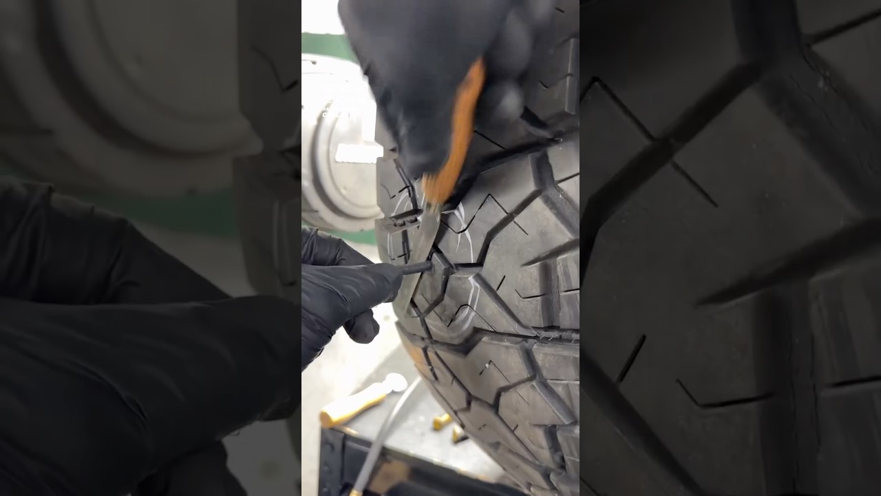 Patching Up A Tire! 🛞 #cars #repairing #tire