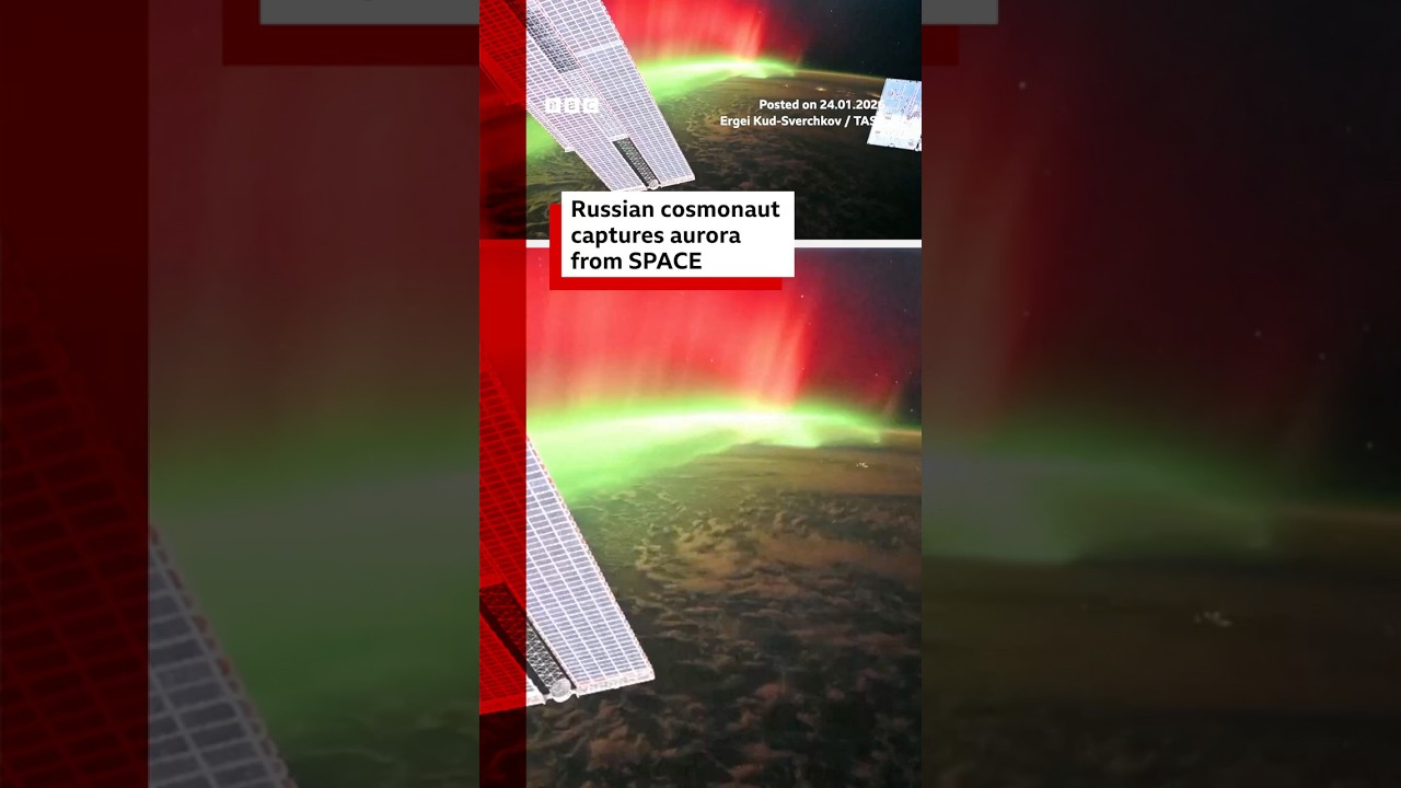 Russian cosmonaut captures aurora from space. #NorthernLights #Aurora #BBCNews