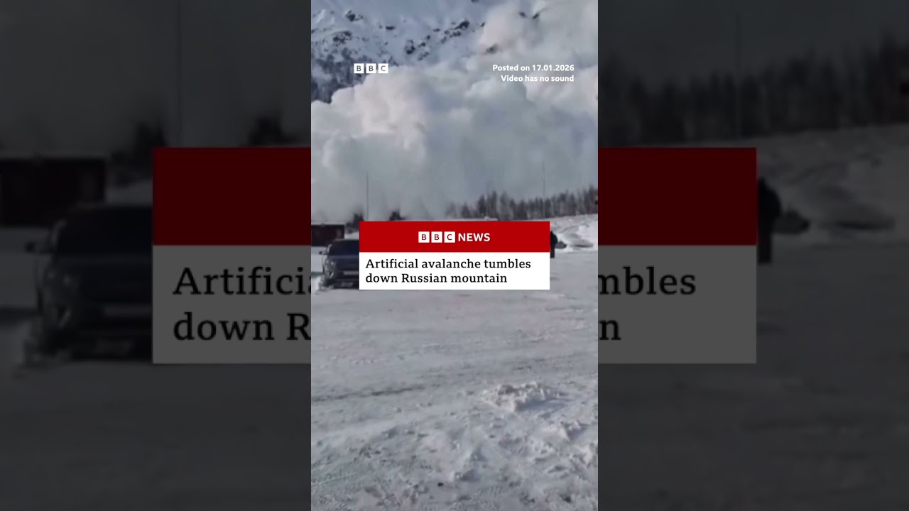 The artificially-triggered avalanche cleared snow from Mount Elbrus. #Russia #BBCNews