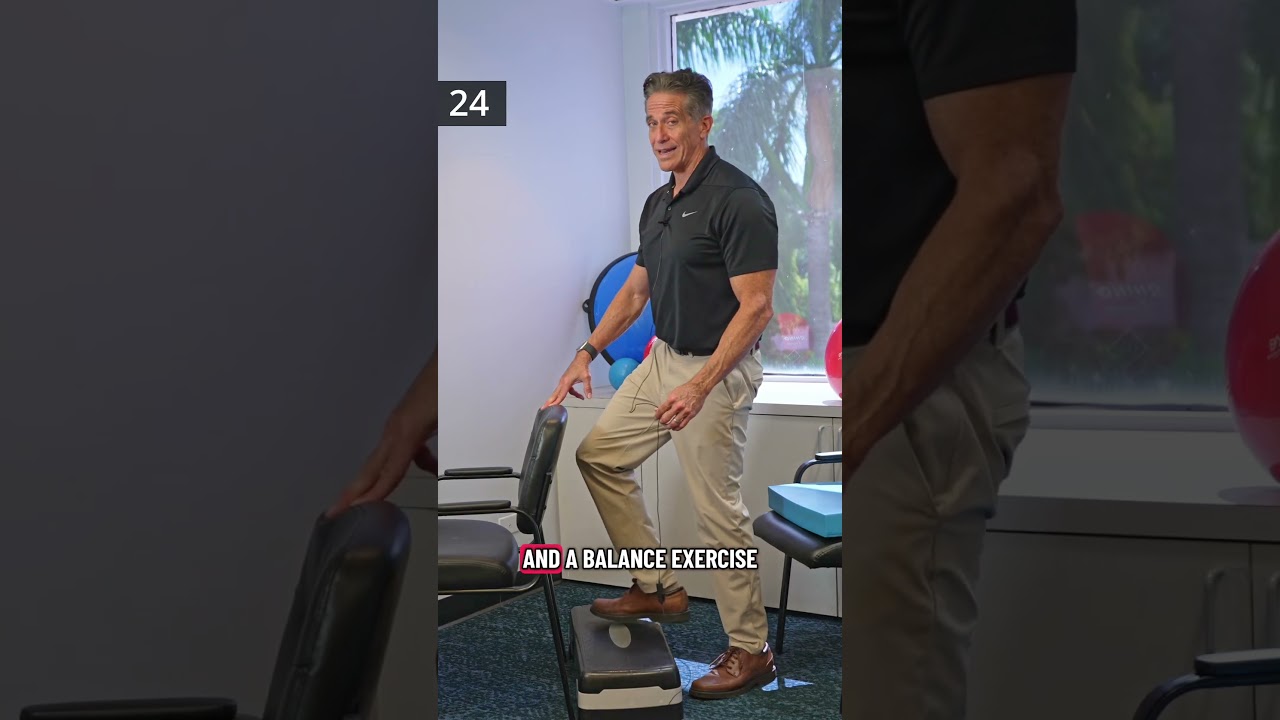 This easy balance challenging exercise helps improve coordination for seniors #seniorfitness #physio