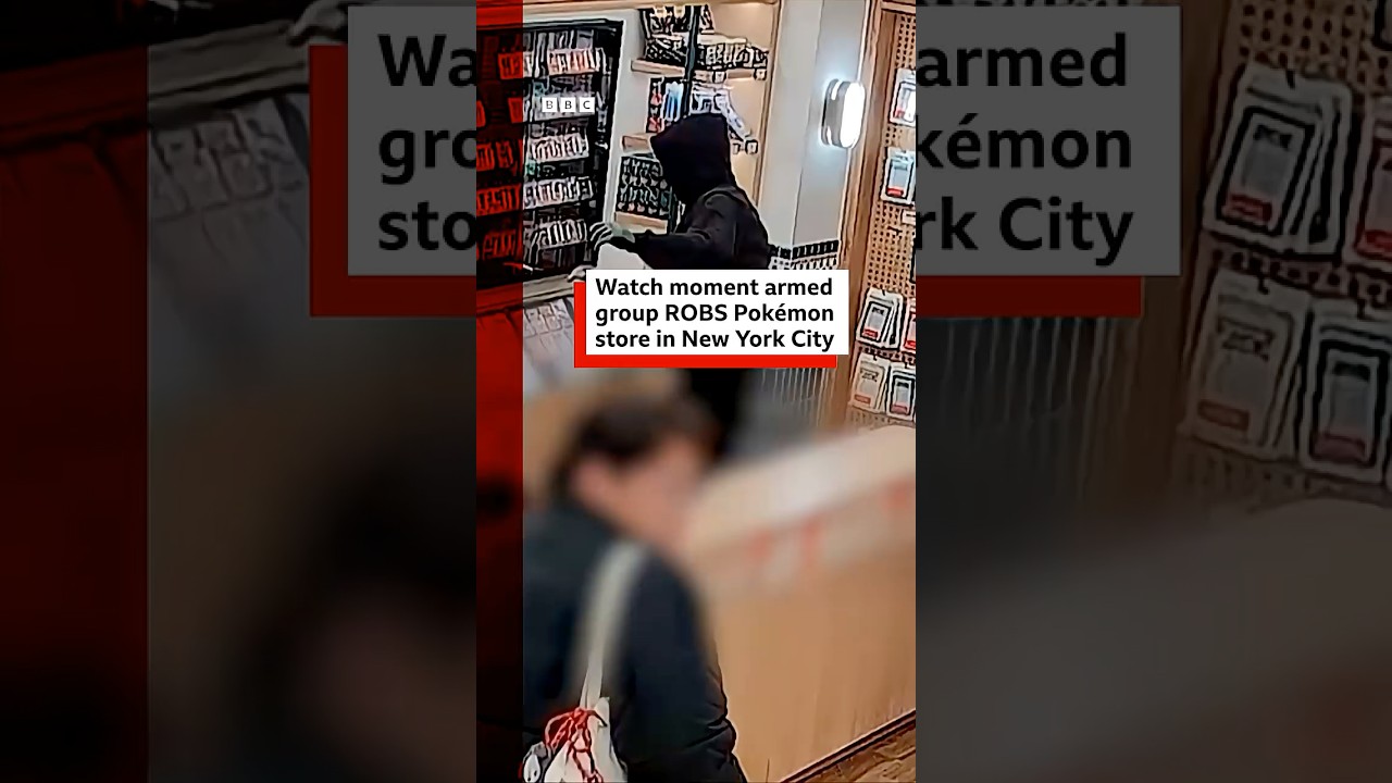 Watch: Armed group robs Pokémon store in New York City. #BBCNews