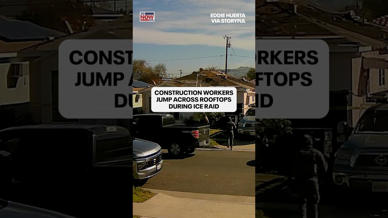 Watch: Dramatic video captures construction workers jump across rooftops during ICE raid