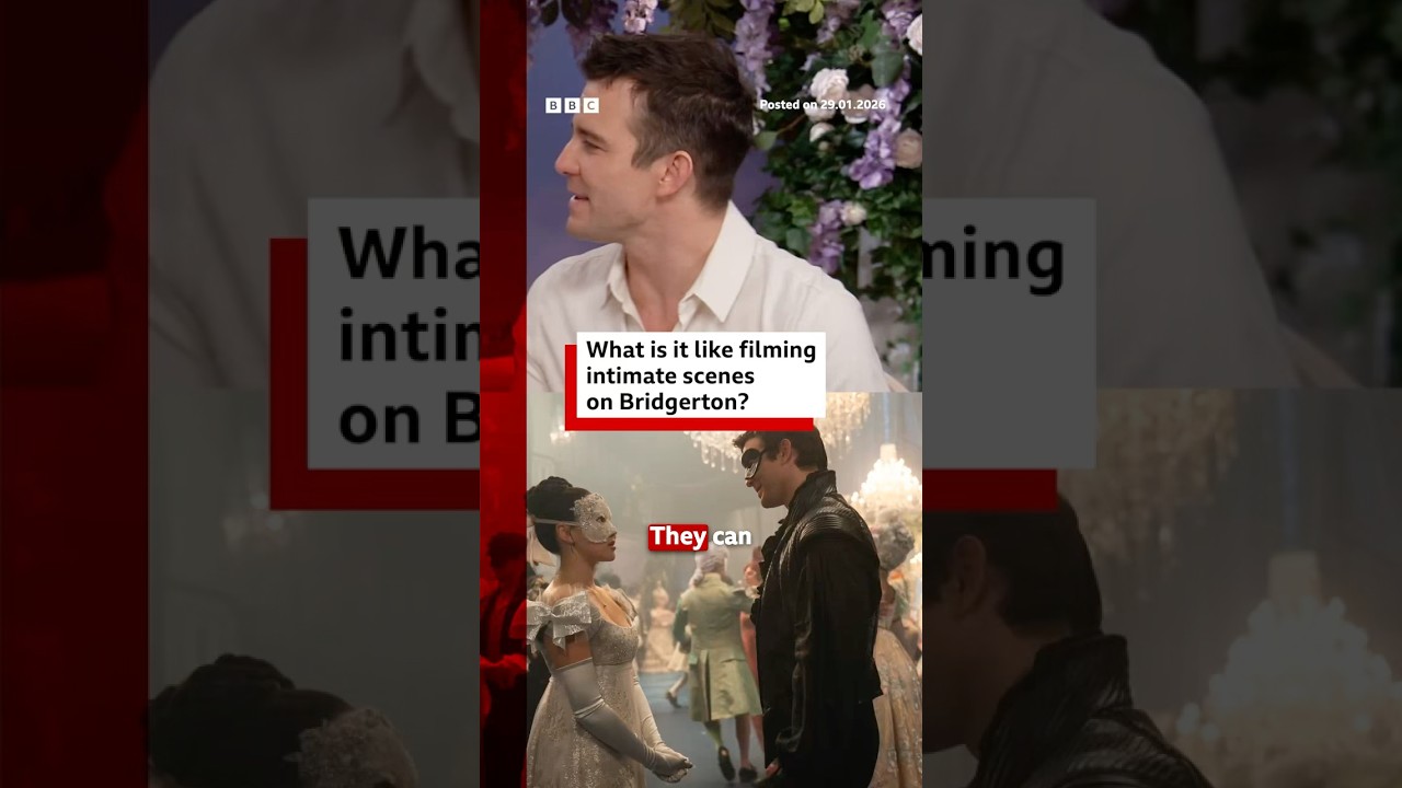 What is it like filming intimate scenes on Bridgerton? #LukeThompson #YerinHa #Bridgerton #BBCNews