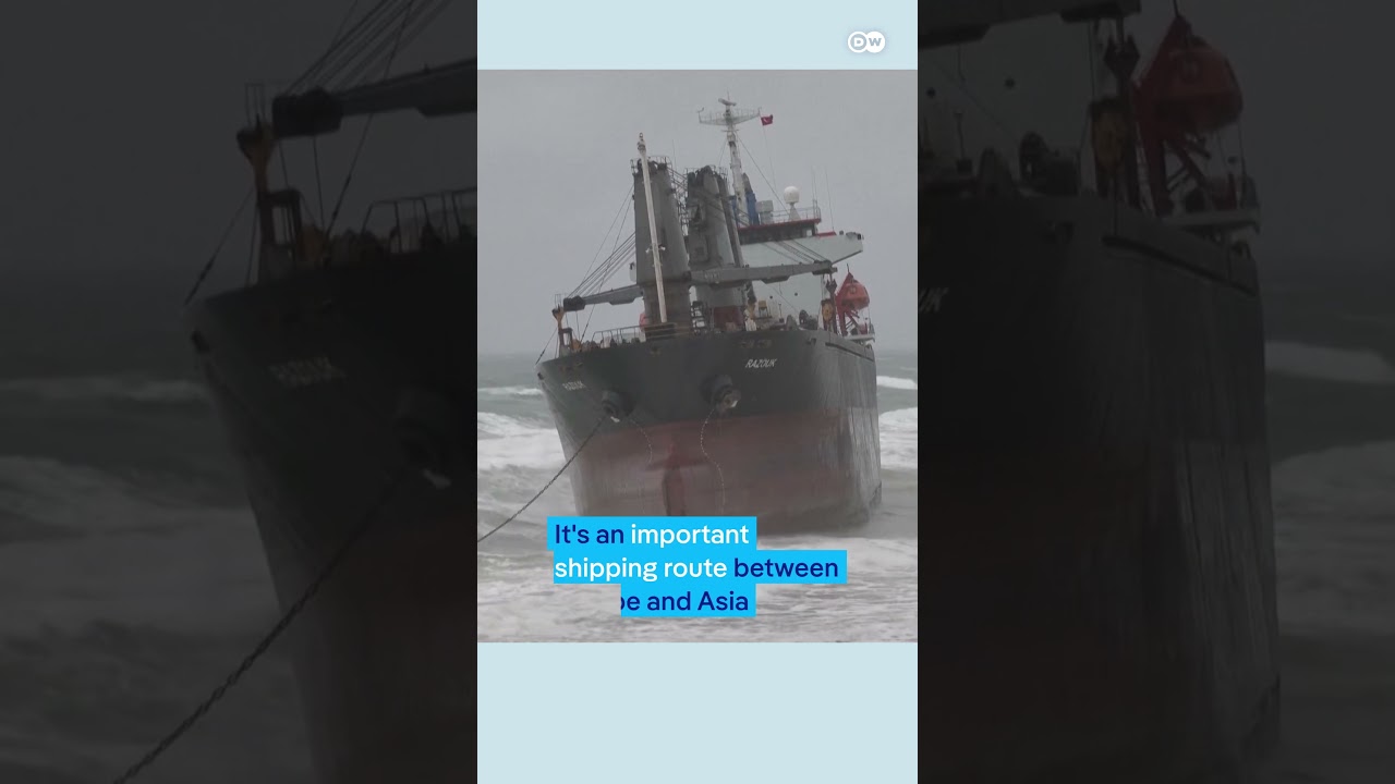 Cargo ship runs aground in storm | DW News