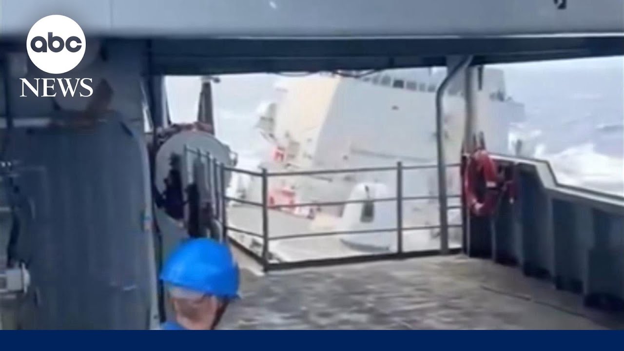 Destroyer collides with refueling ship