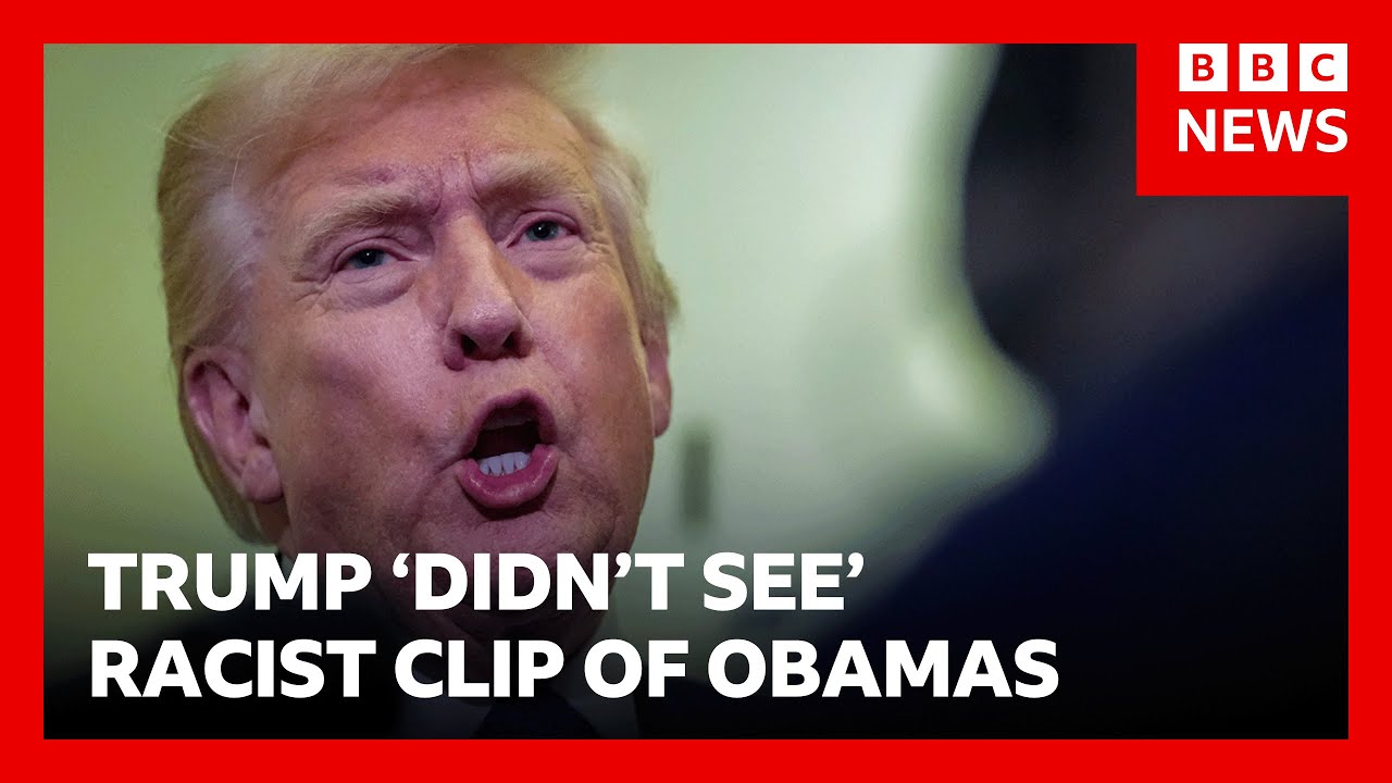 Donald Trump says he ‘didn’t see’ part of video with racist clip depicting Obamas as apes | BBC News