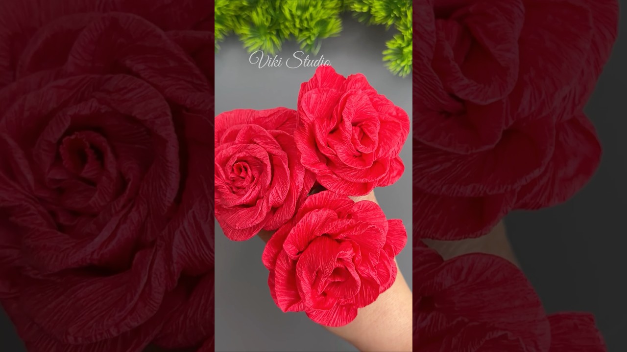 Easy Crepe Paper Flowers DIY 🌸 | Beautiful Handmade Flower Idea #shorts #paperflowers #diy