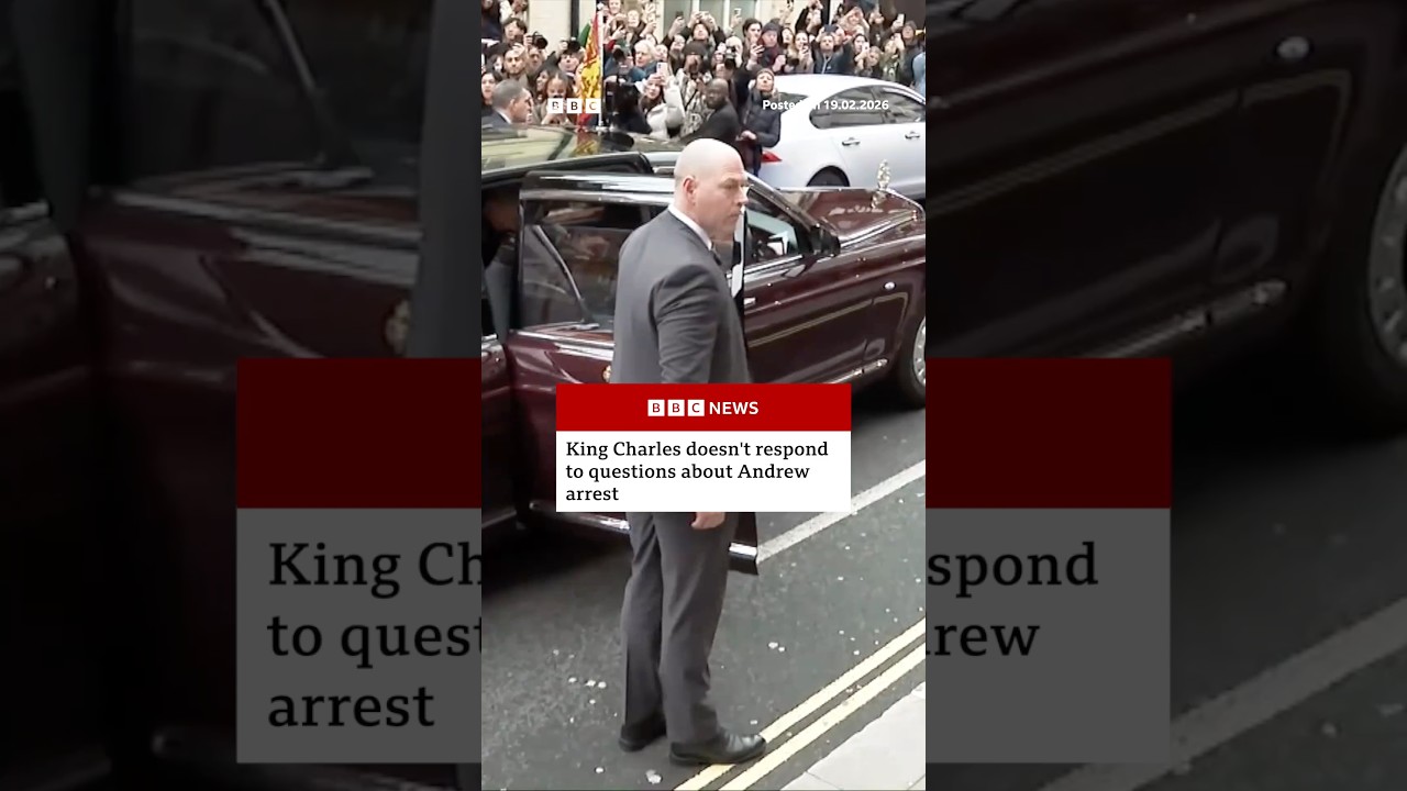 King Charles asked about Andrew’s arrest while attending event in London. #BBCNews