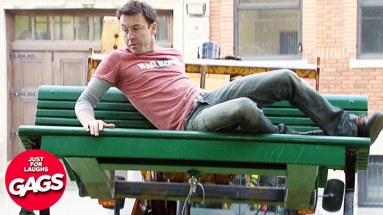 NYC Throws Bench In The Trash **Man Still On It** | Just For Laughs Gags