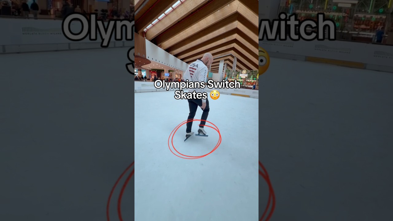 Olympic Figure Skater switch skates with speed skater 😂#olympics #figureskating #speedskating