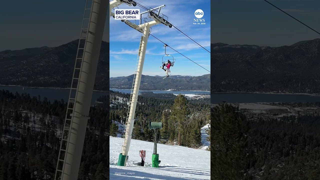 Skier dangles from lift at California mountain resort