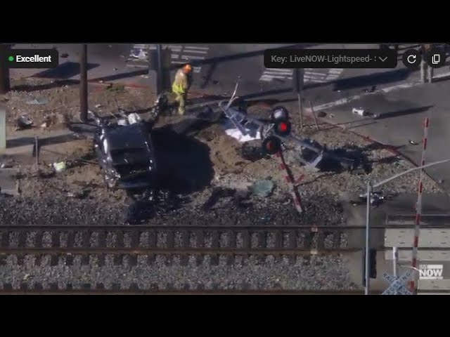 SKYFOX:  Train collision with car in Los Angeles, one dead