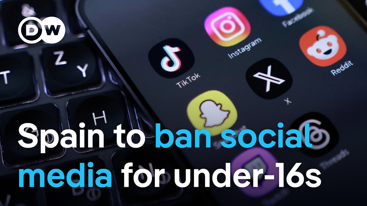 Spain becomes latest country to announce plans to ban social media for minors under 16 | DW News