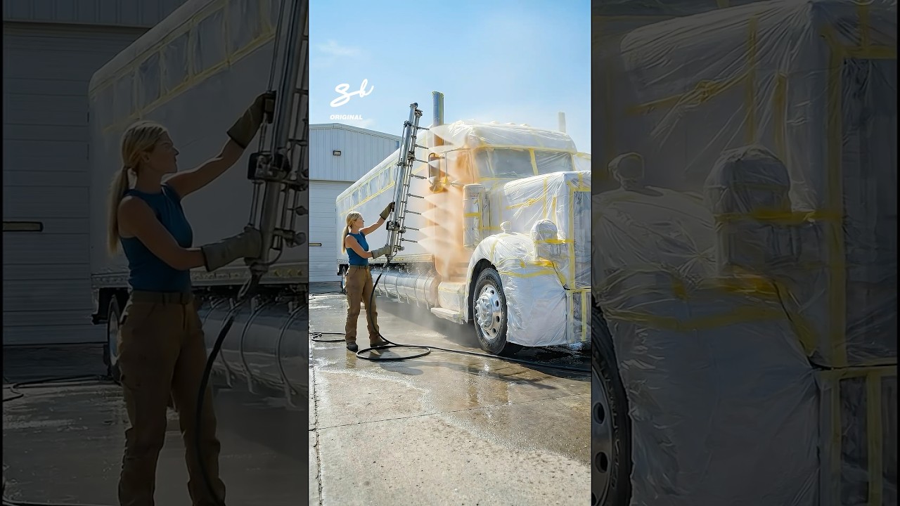 Spray Painting A Huge Truck! 🎨 #truck #painting #bigrig