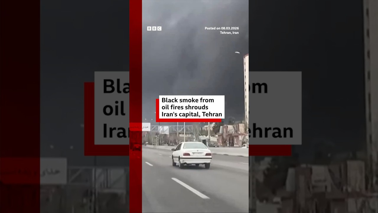 Black smoke from oil fires shrouds Iran’s capital Tehran. #Iran #BBCNews