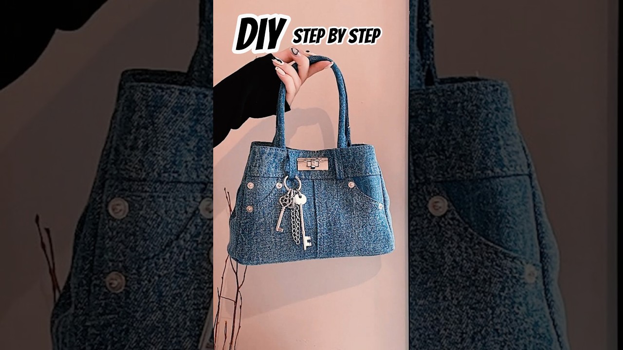 DIY Designer Bag for $0? 💎 Easy Upcycling Tutorial 🧵 #casualbag #diybag #bagsewing #jeansrecycle