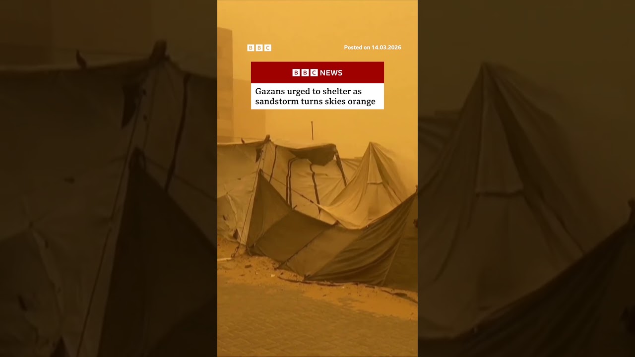 Gazans urged to shelter as sandstorm turns skies orange. #BBCNews