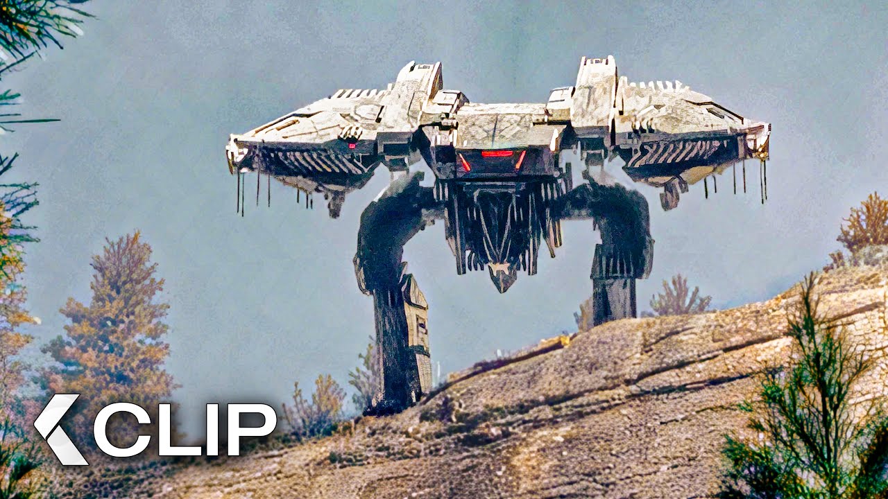 Giant Mech Hunts Soldier Squad Scene – WAR MACHINE (2026)