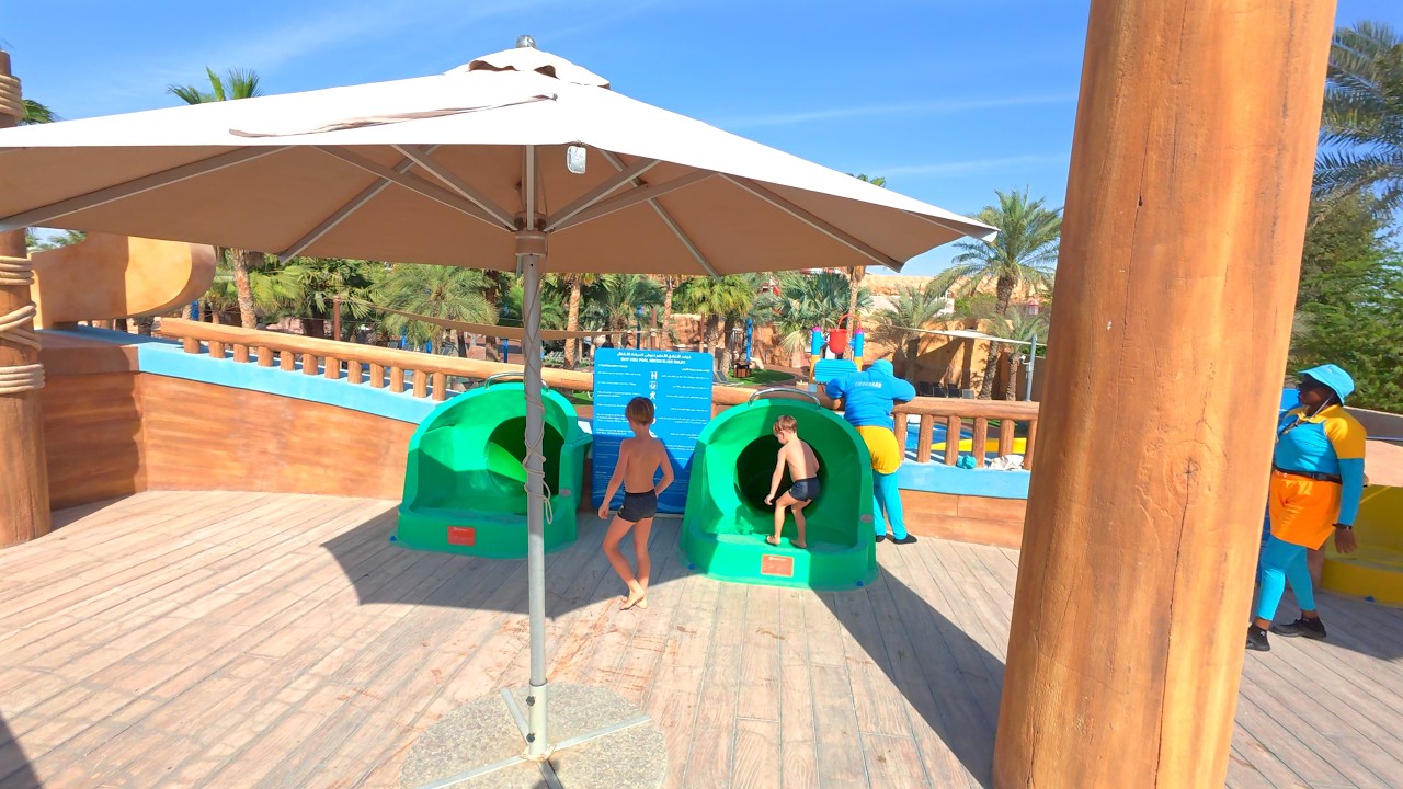Green Ship ⛴️ Water Slide at Desert Falls Water & Adventure Park 🇶🇦