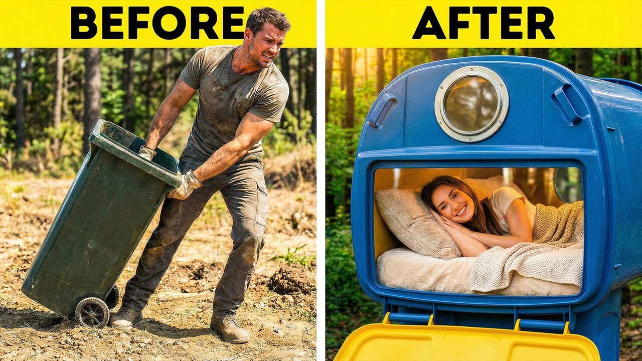 He Made a Sleeping Capsule Out of a Trashcan! 😱 DIY Barrel & Trashcan Crafts