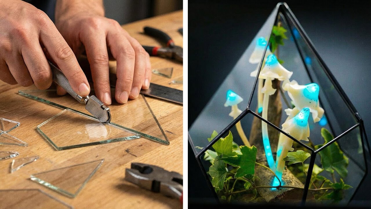 MAGICAL DIY Lamp Made From Fake Mushrooms And Glass!