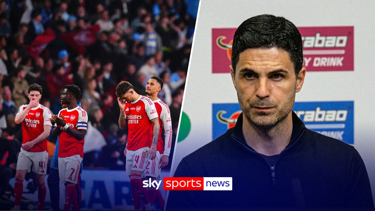 Mikel Arteta reacts as Arsenal lose Carabao Cup final to Manchester City