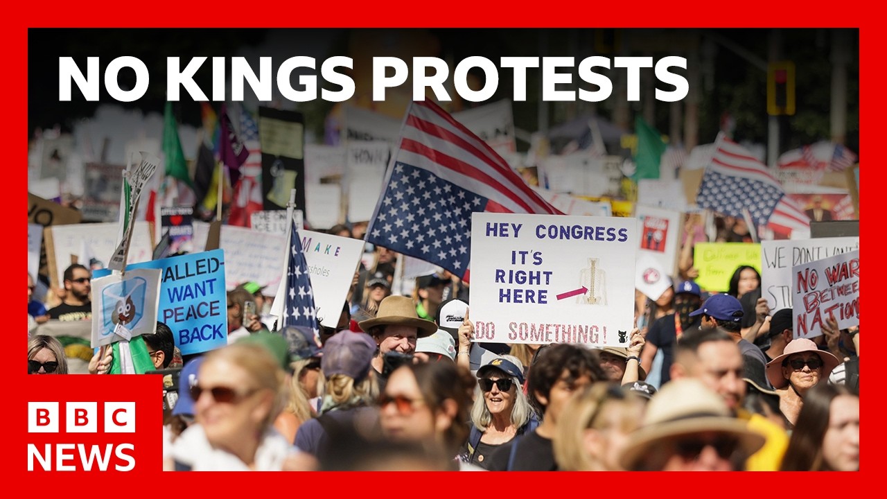 No Kings protesters across the US rally against Donald Trump | BBC News