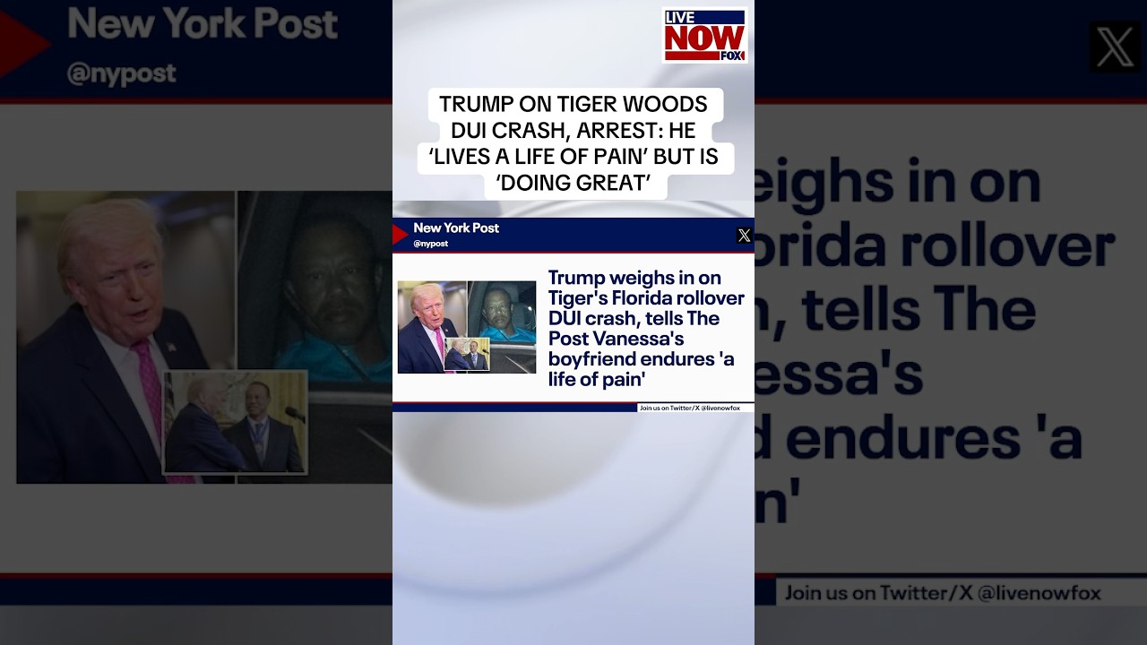 President Trump says he has spoken with Tiger Woods since his DUI crash and arrest in Florida. #news