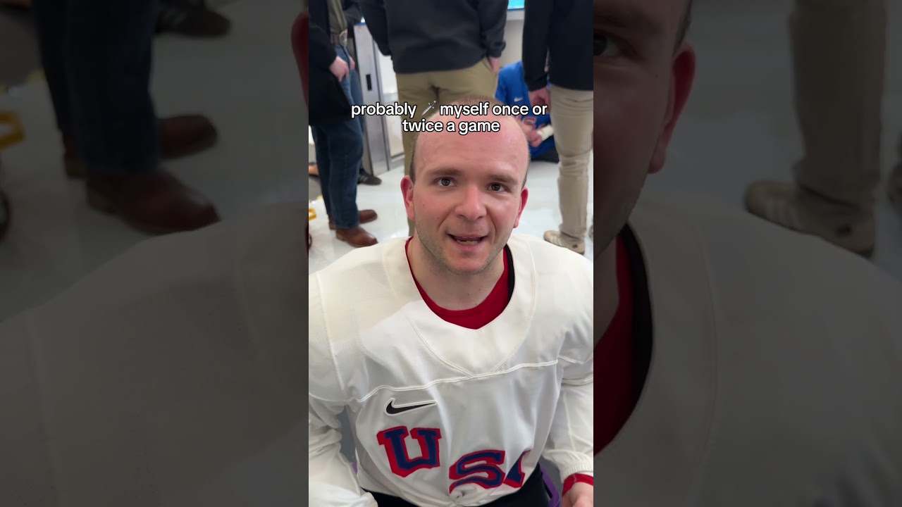 This sport is BRUTAL 😅#paralympics #sledhockey #hockey #paralympic #sports