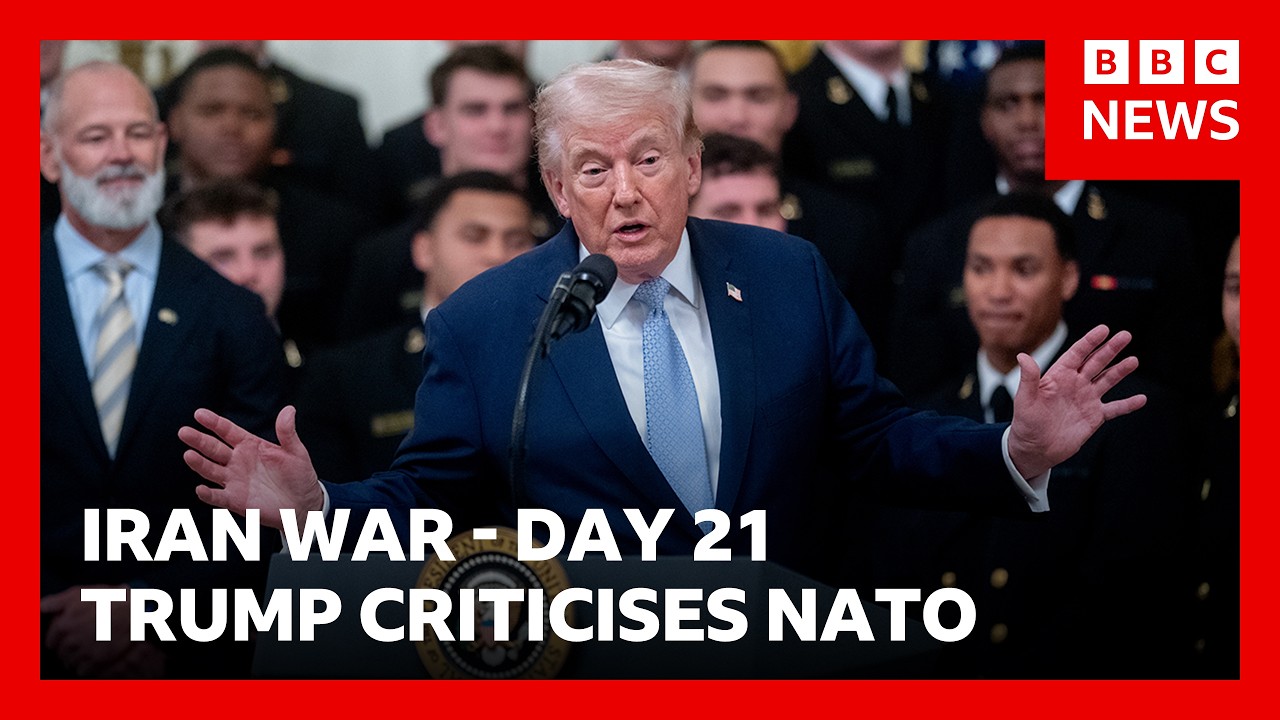 Trump calls Nato allies ‘cowards’ on day 21 of US-Israel war with Iran | BBC News