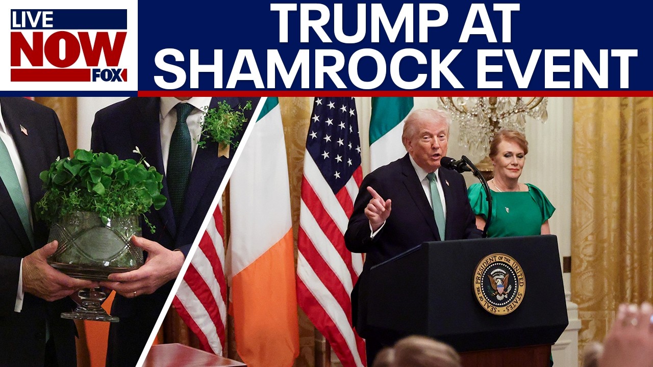 WATCH: Trump and Irish Taoiseach at Shamrock Bowl presentation