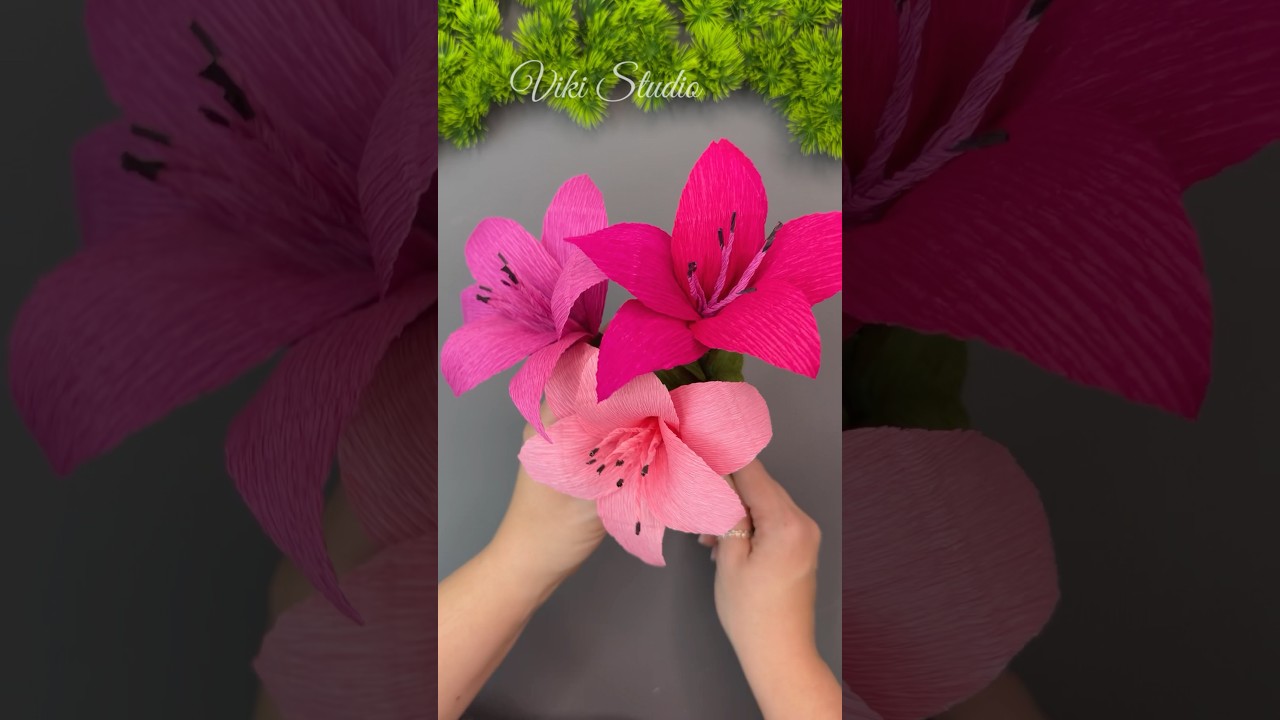 WOW! DIY Crepe Paper Lilies 🌸 Realistic Paper Flower Tutorial #DIY #shorts #shortvideo