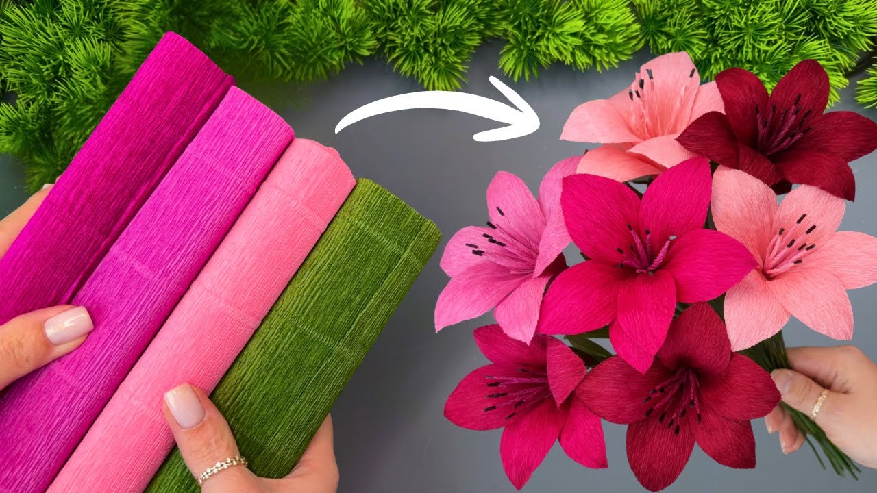 WOW! DIY Crepe Paper Lilies 🌸 Realistic Paper Flower Tutorial