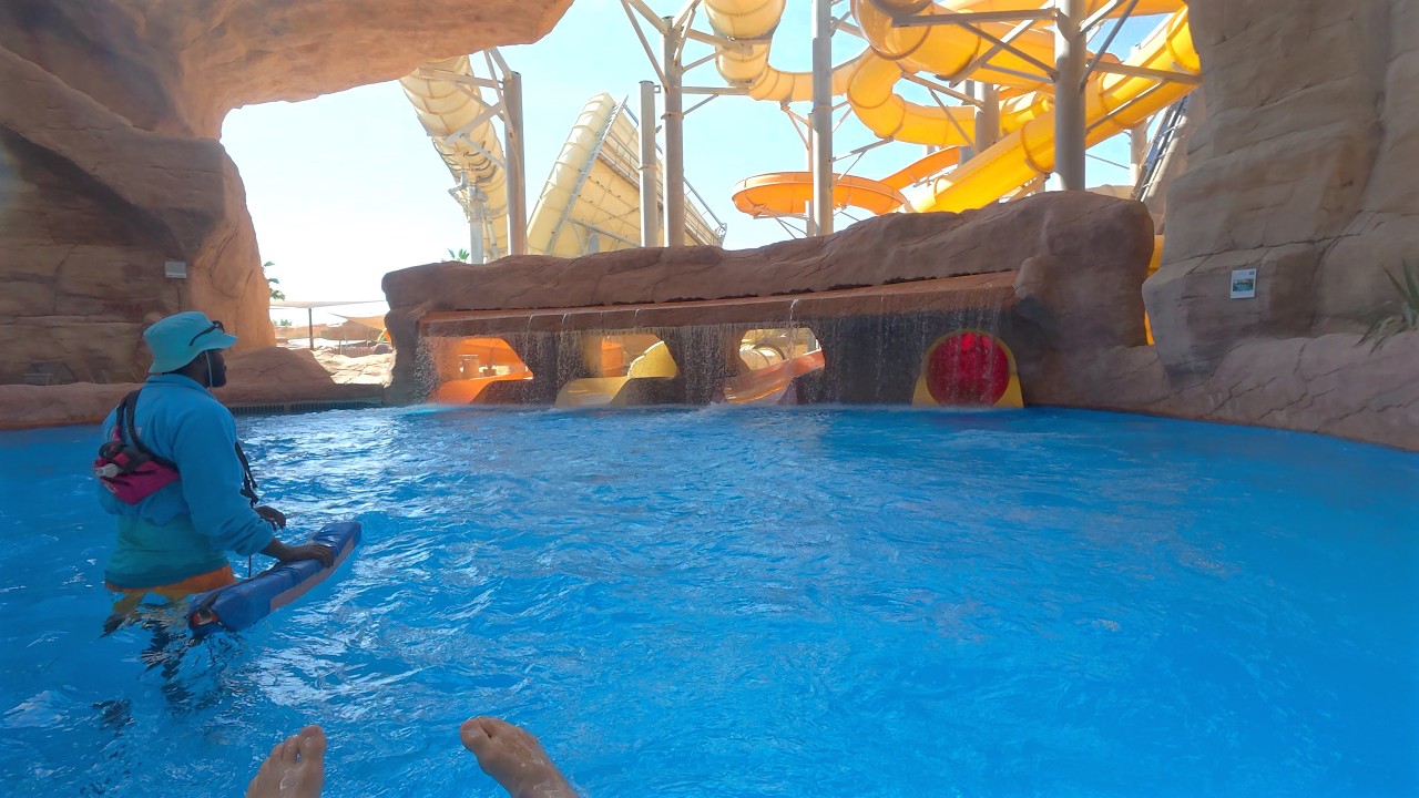 Yellow Water Slide at Desert Falls Water & Adventure Park 🇶🇦