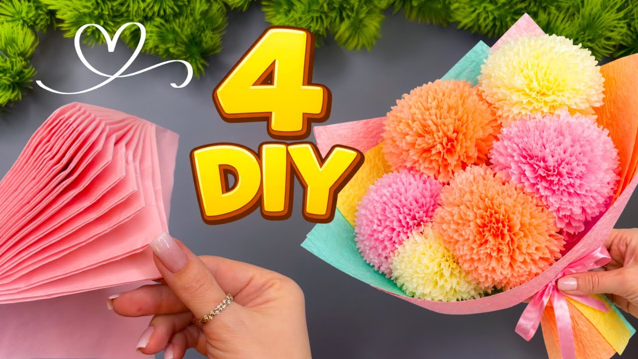 4 EASY Napkin Flower Ideas 🌸 DIY Tissue Flowers That Look Real!
