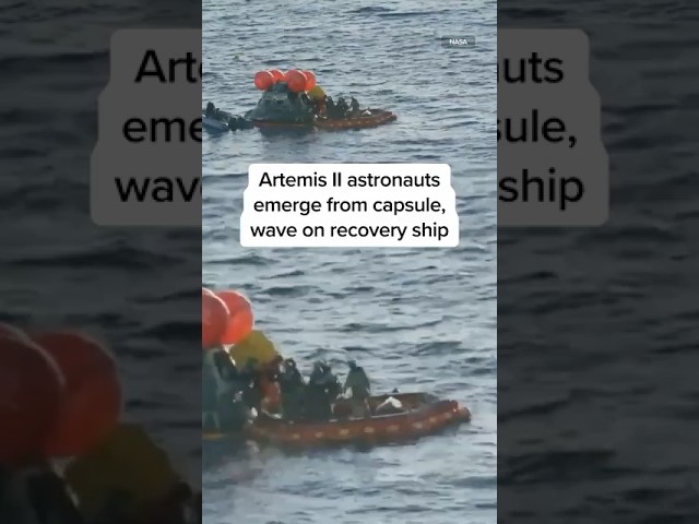 Artemis II astronauts emerge from capsule, wave on recovery ship