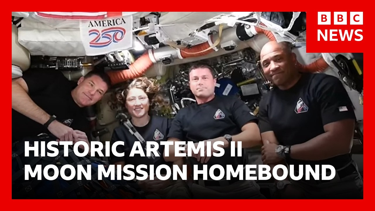 Astronauts aboard Artemis II homebound after historic and record-breaking moon mission | BBC News