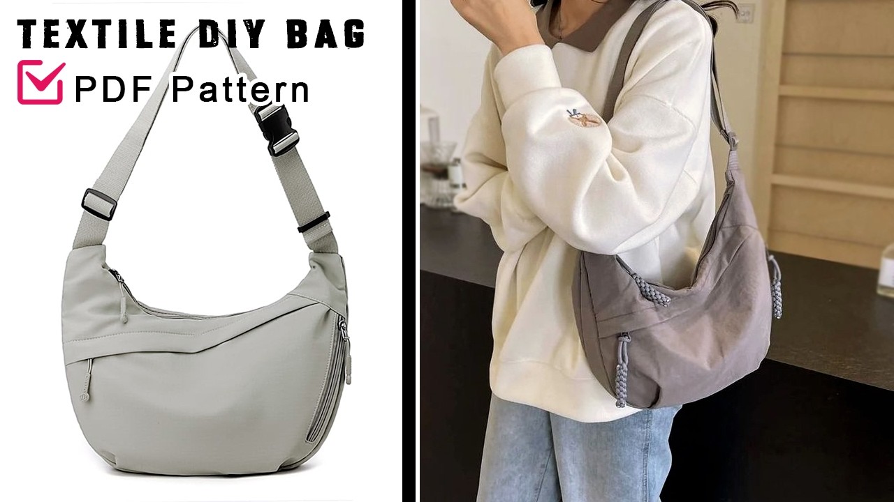DIY Hobo Crossbody Tote Bag Making at home with Cloth & PDF Pattern 🥰 ECO Textile Bag