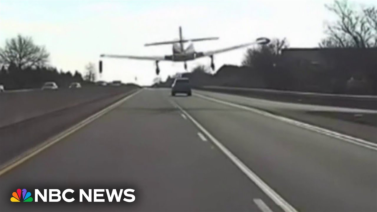 Dramatic video shows plane making emergency landing on highway