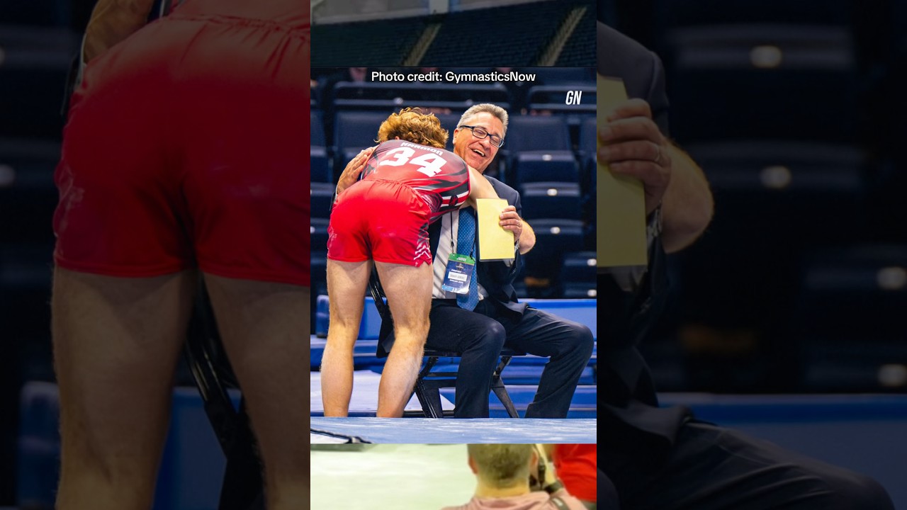 He hugged the judge 😭#gymnastics #olympics #gymnast #sports #ncaa