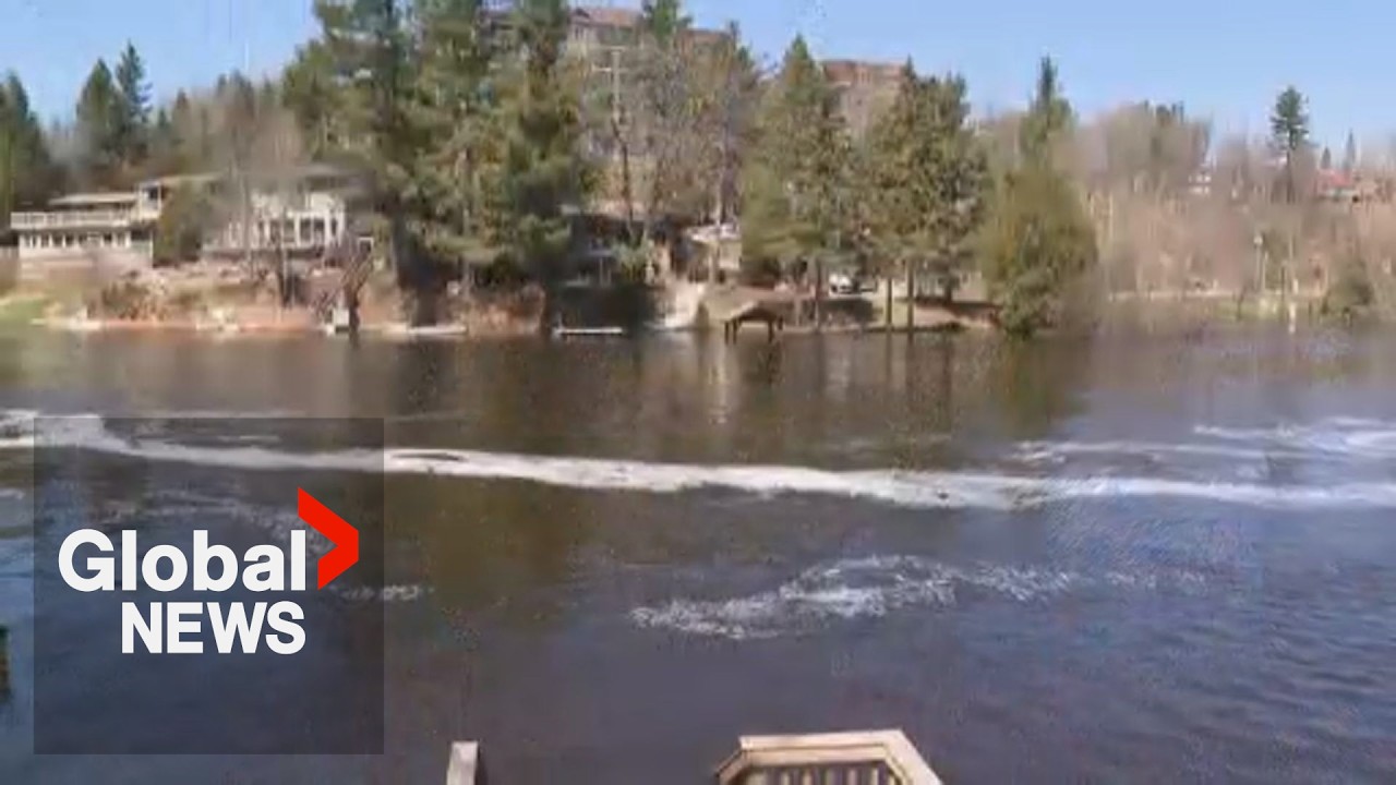 Rising floodwaters threaten Bracebridge, Ontario