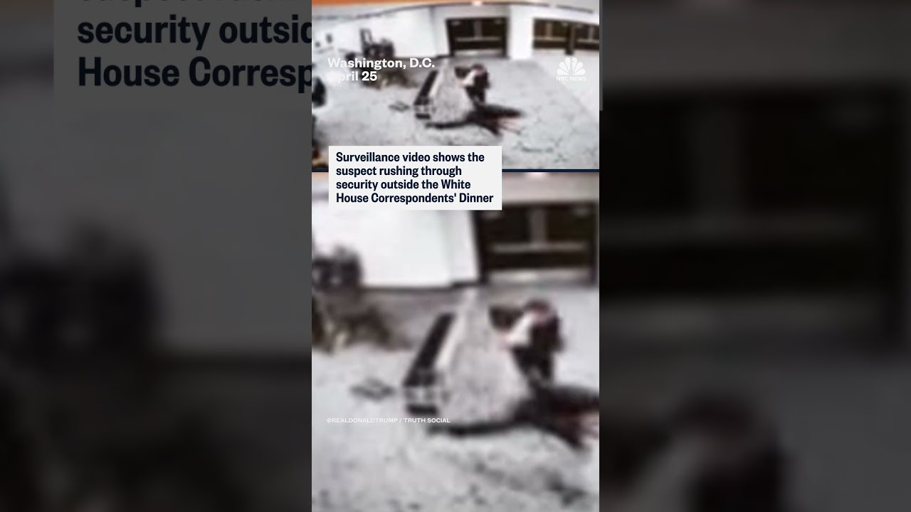 Surveillance video shows suspect rush through security