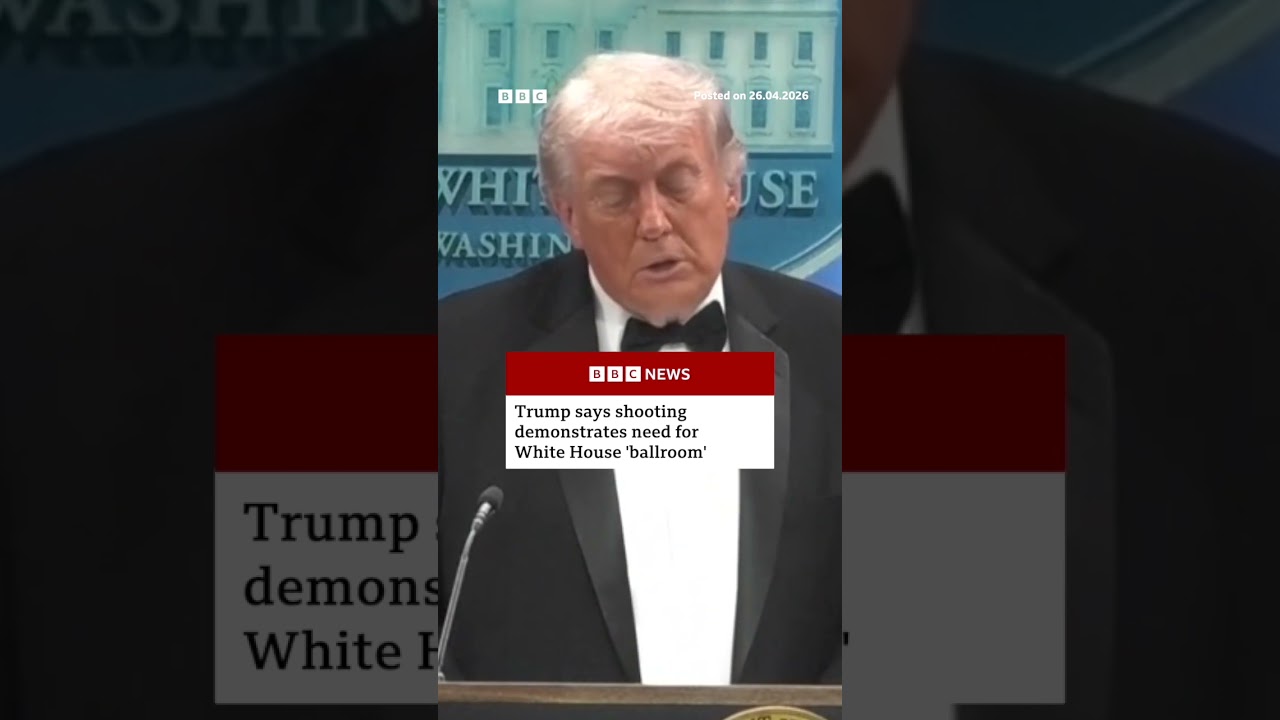 Trump references new White House ballroom currently under construction. #DonaldTrump #BBCNews