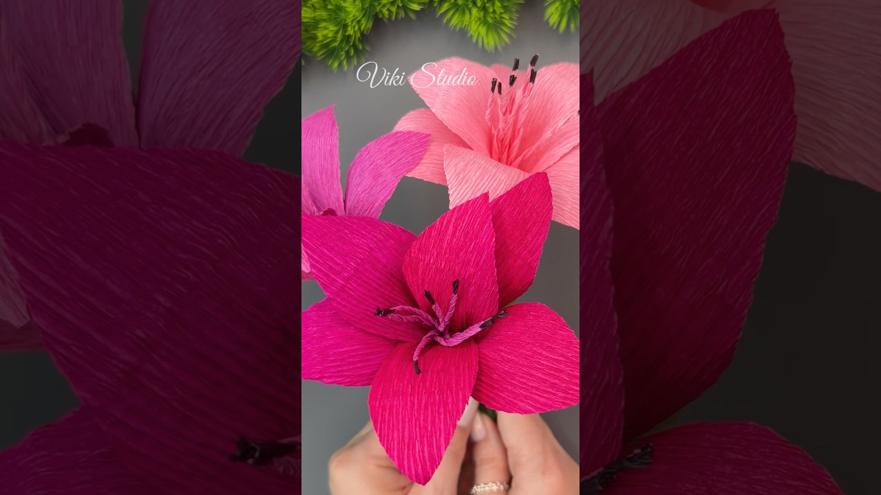 WOW! DIY Crepe Paper Lilies 🌸 Realistic Paper Flower Tutorial #DIY #asmr #shorts