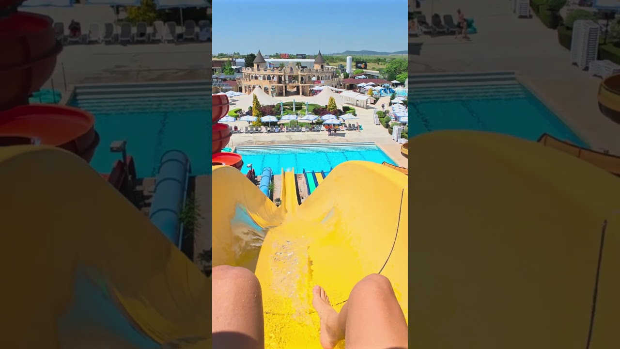Yellow Lightning Water Slide at Aquapark Nessebar 🇧🇬