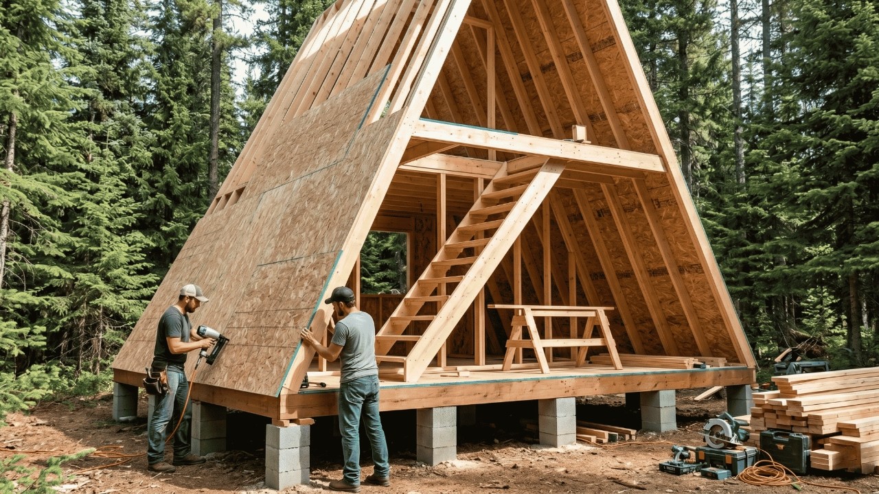 2 Brothers Built an Eco A-Frame House in the Forest 🌲🏡