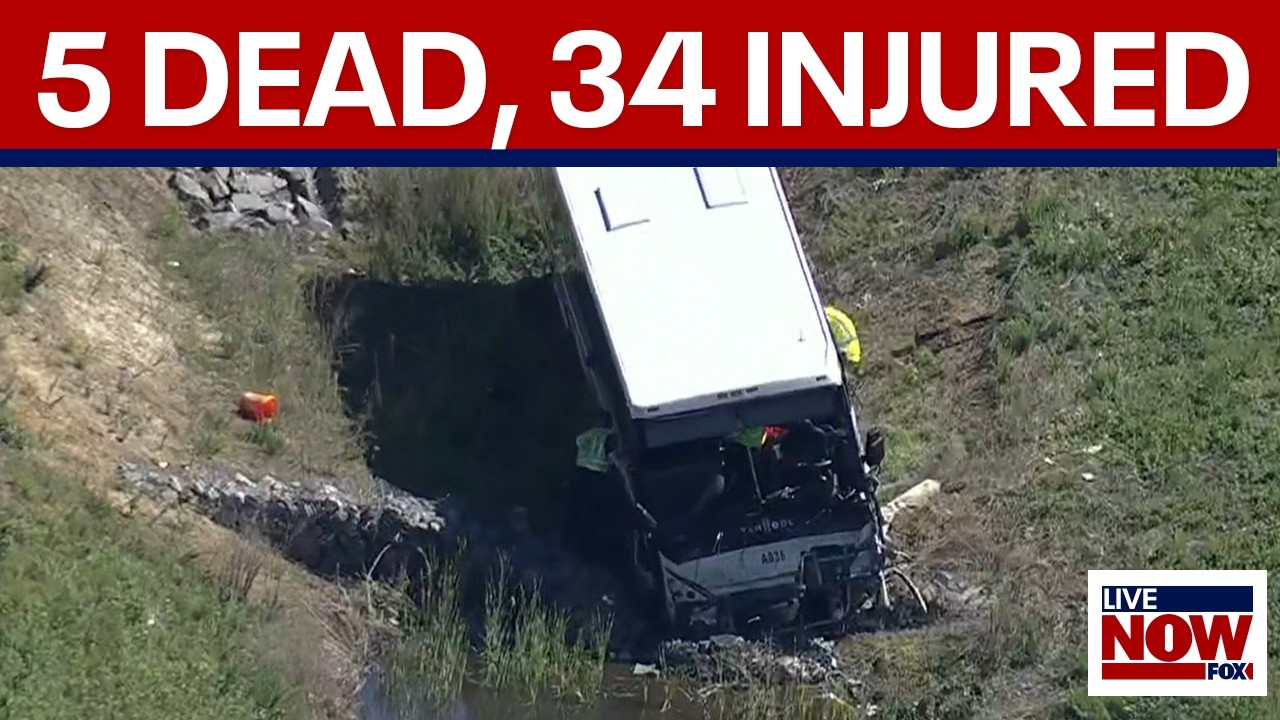 5, dead 34 injured in bus crash in Virginia