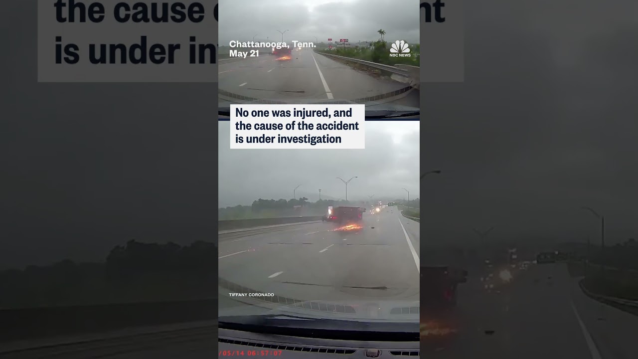 Dashcam captures a semi-truck overturning on a Tennessee highway